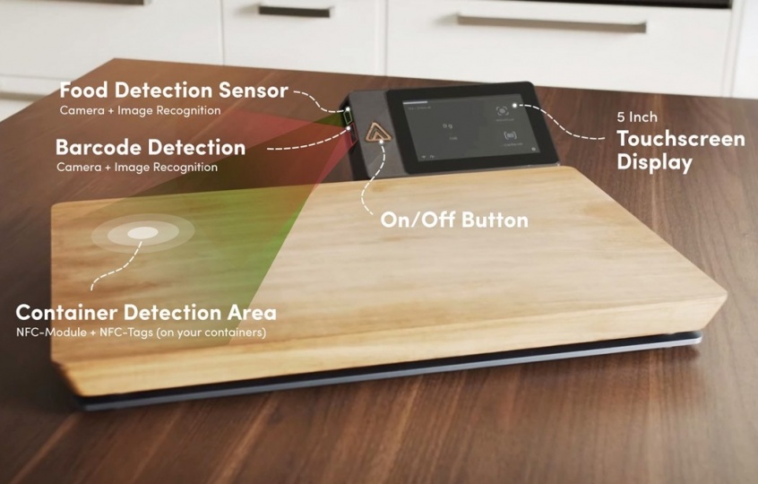 Разделочная доска Nutrio, которая отслеживает пищевую ценность и калорийность продуктов
